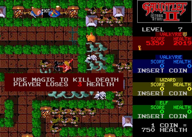 Gauntlet II Arcade Screenshot: Only magic can kill death...