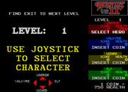 Gauntlet II for Arcade - Game start; use joystick to select your character.