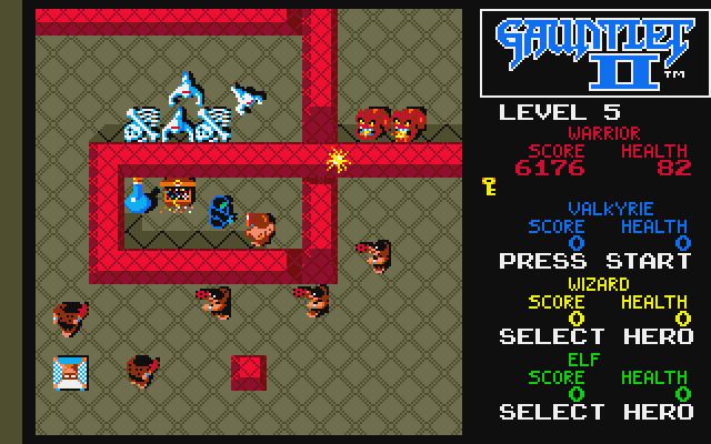 Gauntlet II Atari ST Screenshot: Oh no, trapped in a room with death!