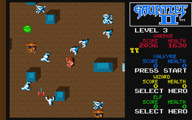 Gauntlet II Atari ST Screenshot: Being chased by ghosts...