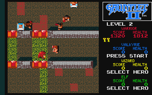 Gauntlet II Atari ST Screenshot: Don't attempt to cross the force fields when they are glowing...