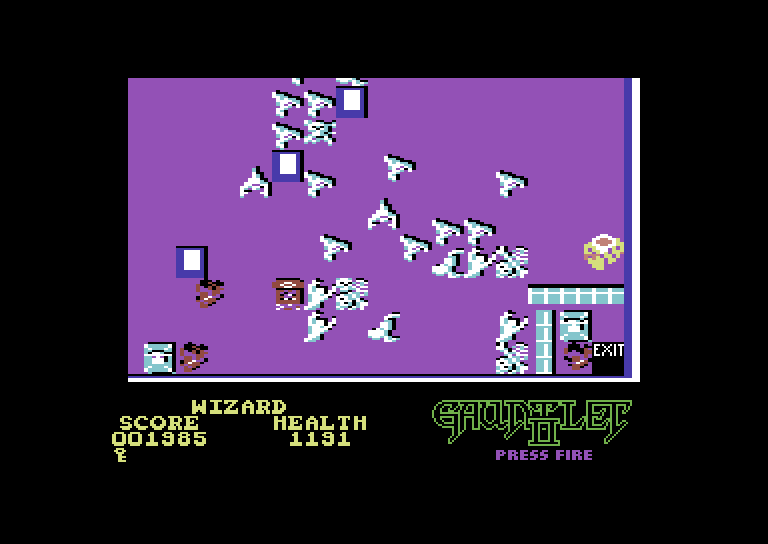 Gauntlet II Commodore 64 Screenshot: Quick, here's the exit...