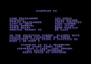 Gauntlet II for Commodore 64 - Game credits (U.S. release)