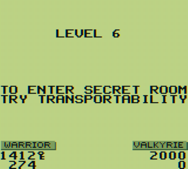 Gauntlet II Game Boy Screenshot: Another hint...