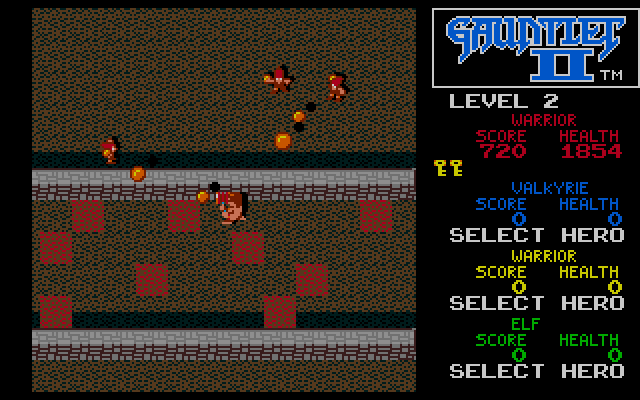 Gauntlet II IBM PC/Compatibles Screenshot: Those glowing tiles will temporarily stun your character.