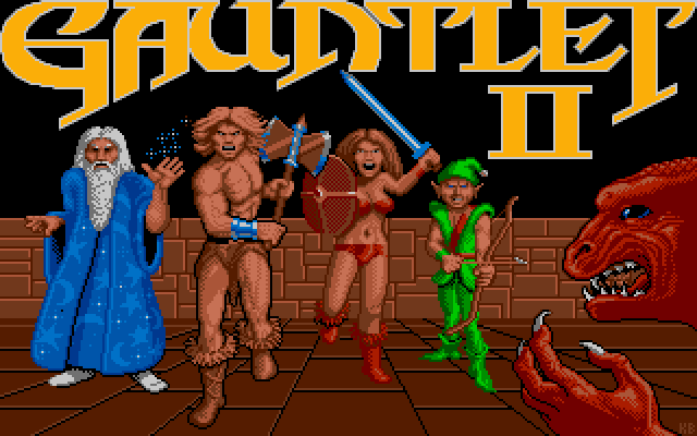Gauntlet II IBM PC/Compatibles Screenshot: Title screen; the Gauntlet II logo flashes different colors.