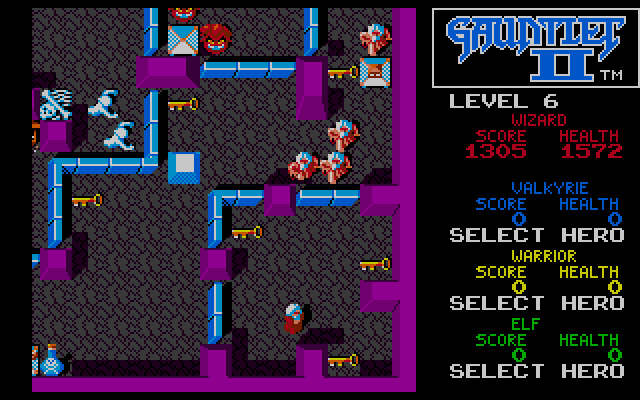 Gauntlet II IBM PC/Compatibles Screenshot: Lots of keys and doors!