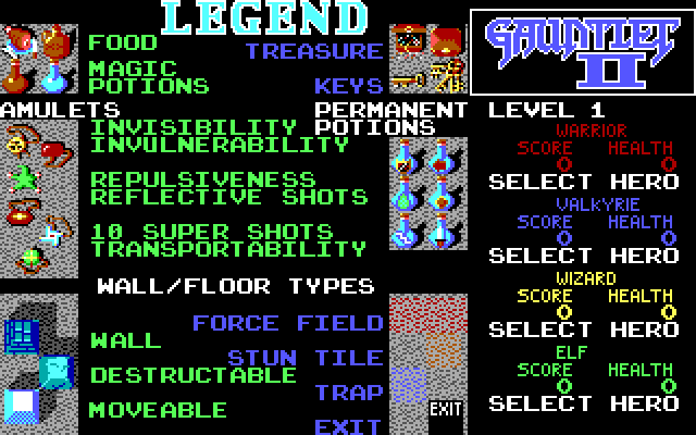 Gauntlet II IBM PC/Compatibles Screenshot: Some objects you'll encounter in the game.