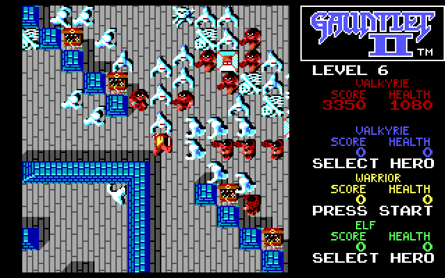 Gauntlet II IBM PC/Compatibles Screenshot: A large amount of monsters to battle!