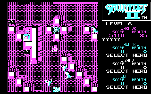 Gauntlet II IBM PC/Compatibles Screenshot: There are numerous mazes, each have their own unique challenge!