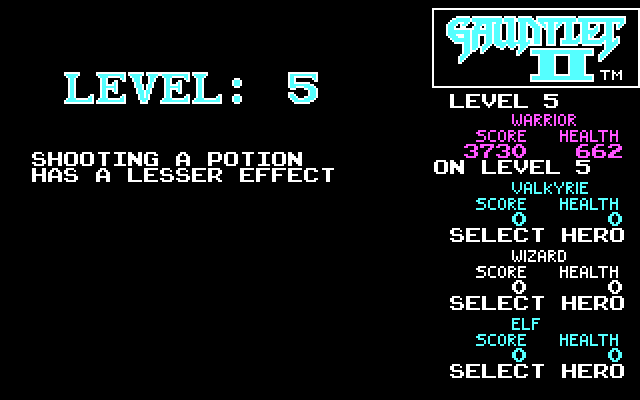Gauntlet II IBM PC/Compatibles Screenshot: Ready for Level 5?