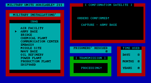 Iraq: The True Military Conflict IBM PC/Compatibles Screenshot: Orders confirmed!