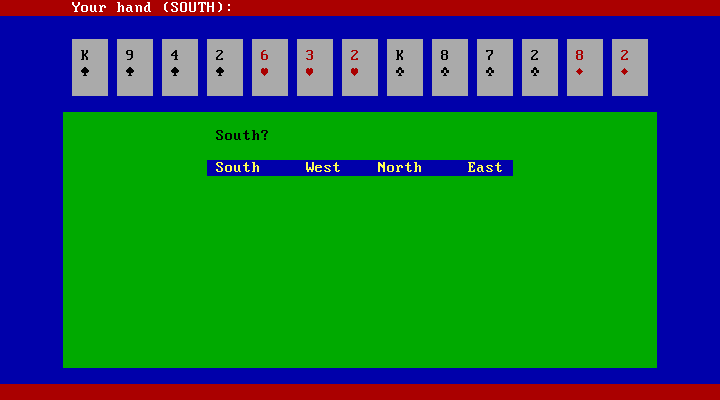 Bridge 6.0 IBM PC/Compatibles Screenshot: Game start.
