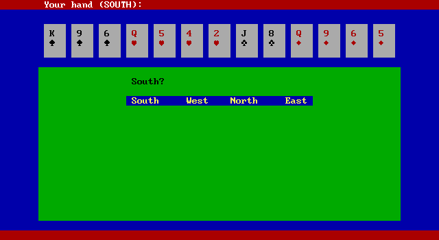 Bridge 6.0 IBM PC/Compatibles Screenshot: Game start.