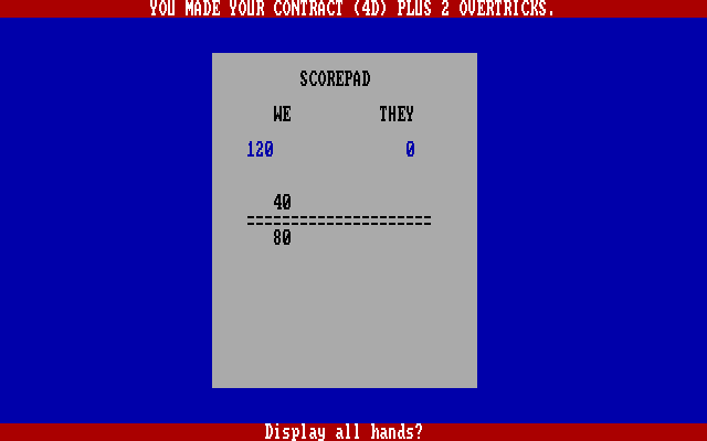 Bridge 6.0 IBM PC/Compatibles Screenshot: Game over.