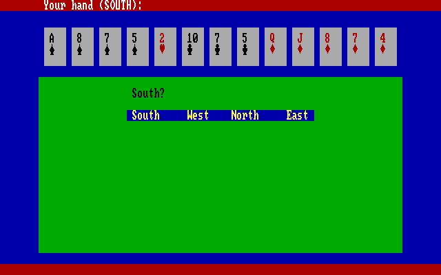 Bridge 6.0 IBM PC/Compatibles Screenshot: Game start.