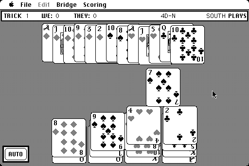 Bridge 6.0 Macintosh Screenshot: Select a card to play.
