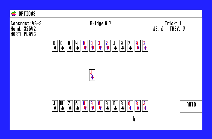Bridge 6.0 Apple IIgs Screenshot: Starting a game.