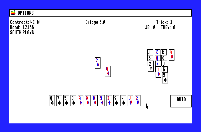 Bridge 6.0 Apple IIgs Screenshot: Select a card to play.