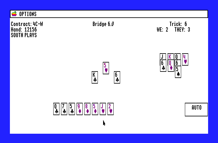 Bridge 6.0 Apple IIgs Screenshot: Select a card to play...