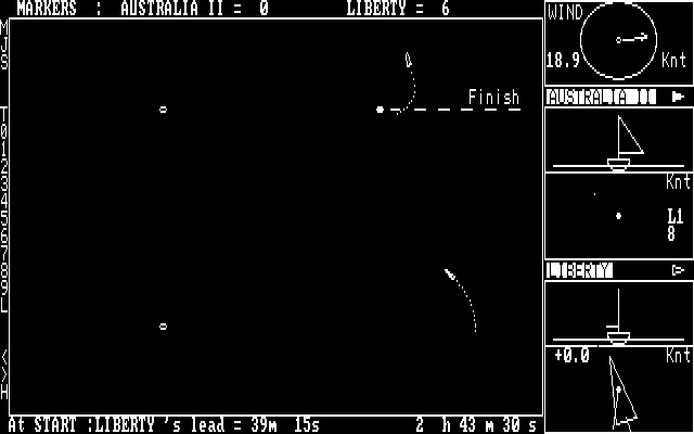 Yacht Racing Simulator IBM PC/Compatibles Screenshot: There's the finish line!