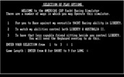 Yacht Racing Simulator for IBM PC/Compatibles - Select a game option.