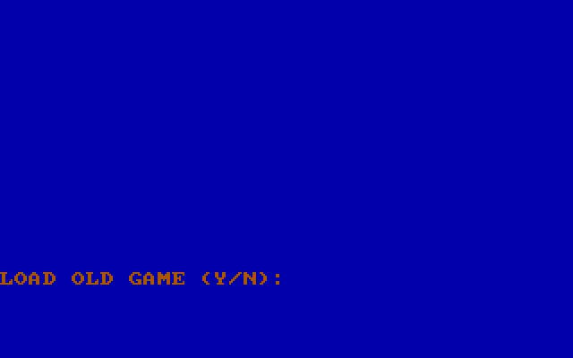 The Plains of Salisbury IBM PC/Compatibles Screenshot: Restore an old game, or start a new one?
