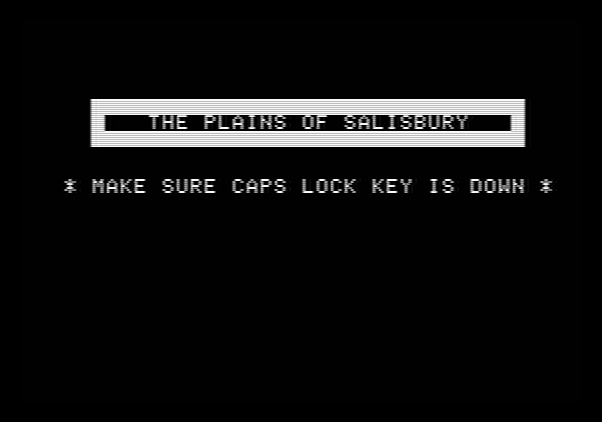 The Plains of Salisbury Apple II Screenshot: Title screen.