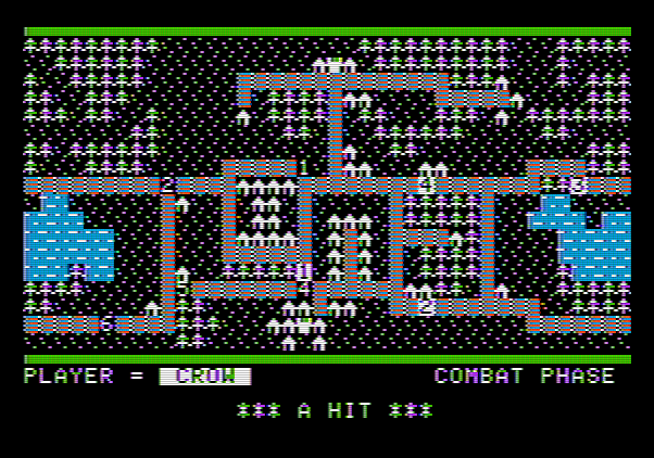 The Plains of Salisbury Apple II Screenshot: Attack, and it's a hit!
