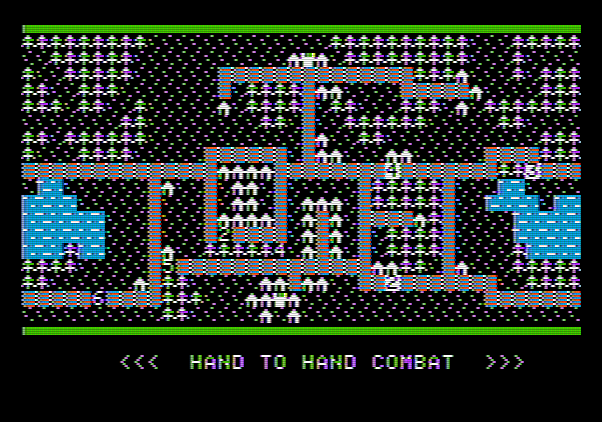 The Plains of Salisbury Apple II Screenshot: Time for hand to hand combat!