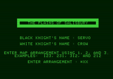 The Plains of Salisbury for Apple II - Choosing a few game settings.