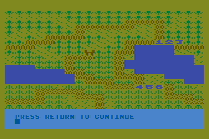 The Plains of Salisbury Atari 8-bit Screenshot: You can view each of the three screens to check out where all the knights are located...