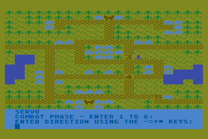 The Plains of Salisbury Atari 8-bit Screenshot: Firing an arrow; pick a direction!