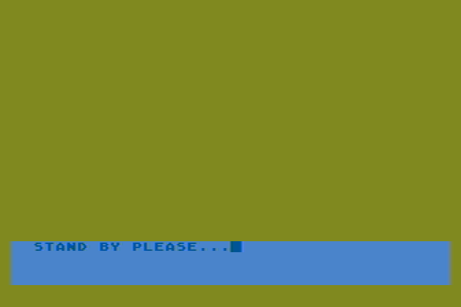 The Plains of Salisbury Atari 8-bit Screenshot: Please wait while the program sets up a new game...