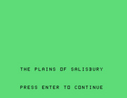 The Plains of Salisbury for TI-99/4A - Title screen.