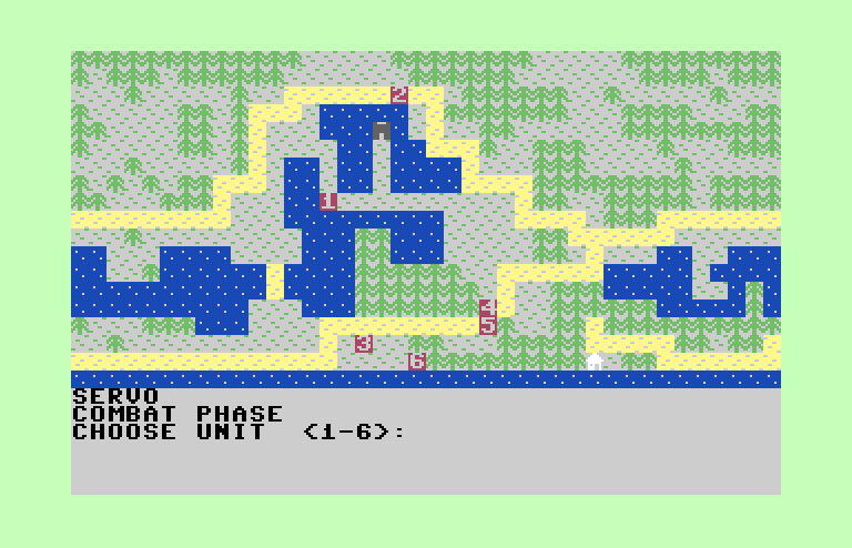The Plains of Salisbury Commodore 64 Screenshot: Combat phase, but I'm not in position for combat yet...