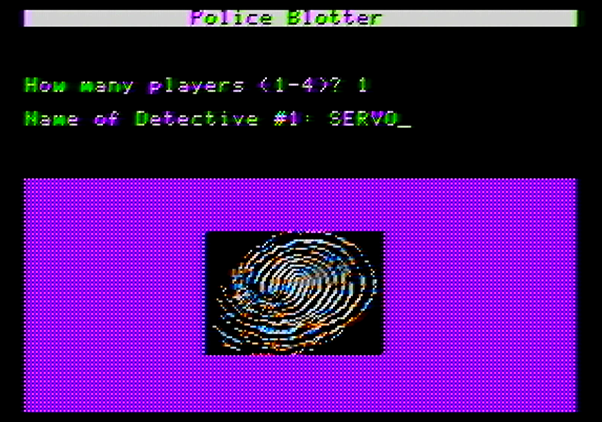 Police Blotter Apple II Screenshot: Setting up the players...