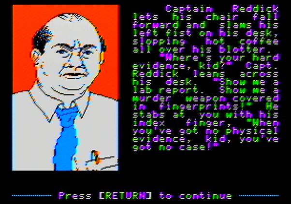 Police Blotter Apple II Screenshot: I don't have enough evidence yet...