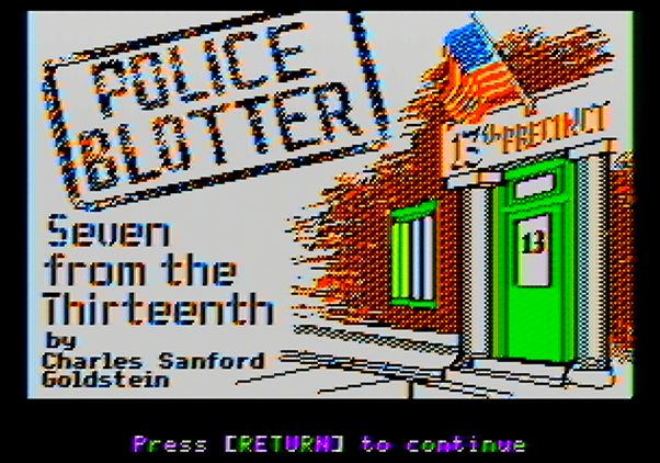 Police Blotter Apple II Screenshot: Title screen.
