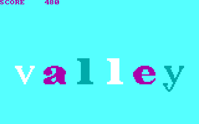 Webster: The Word Game IBM PC/Compatibles Screenshot: Valley is the correct answer.