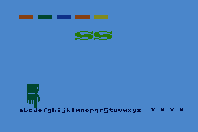 Webster: The Word Game Atari 8-bit Screenshot: Hmm, what is this word?