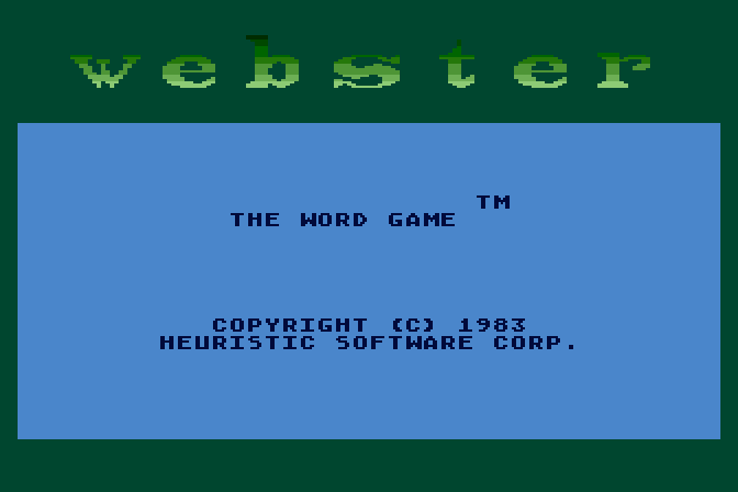 Webster: The Word Game Atari 8-bit Screenshot: Title screen.