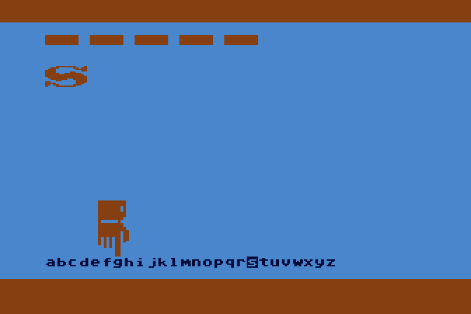 Webster: The Word Game Atari 8-bit Screenshot: Here's a demon word...no hints are available!