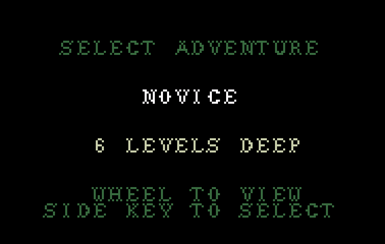 Tower of Doom Intellivision Screenshot: Select an adventure.