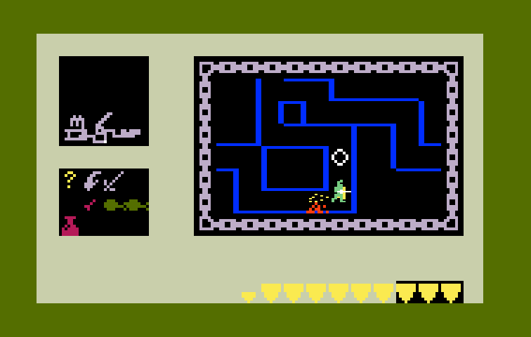 Tower of Doom Intellivision Screenshot: You'll find various obstacles and other items in the mazes.
