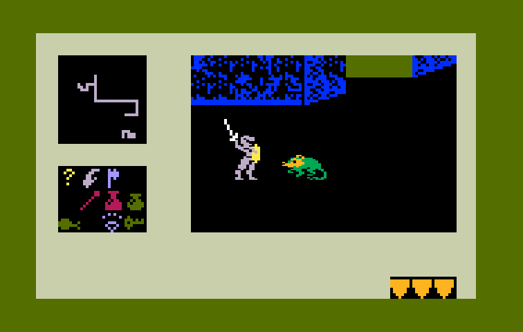 Tower of Doom Intellivision Screenshot: Preparing to attack a giant rat!