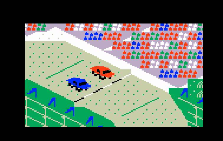 Stadium Mud Buggies Intellivision Screenshot: Race start.