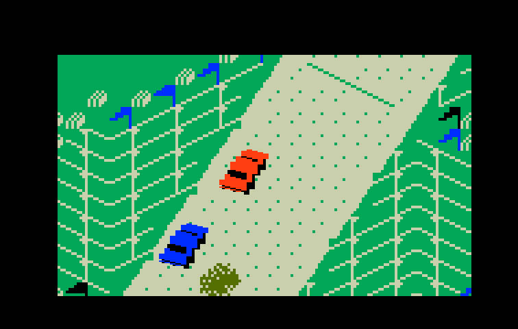 Stadium Mud Buggies Intellivision Screenshot: Climbing a steep hill...