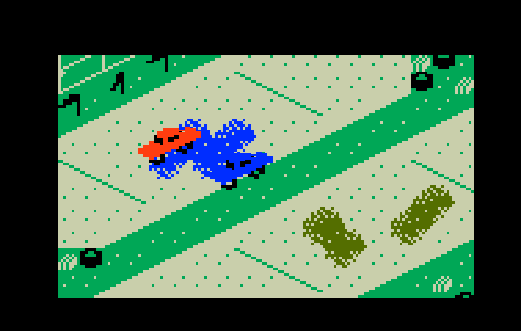 Stadium Mud Buggies Intellivision Screenshot: Racing through some water and mud!