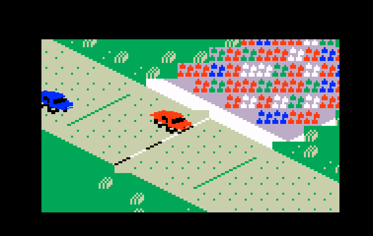 Stadium Mud Buggies Intellivision Screenshot: Drag racing.